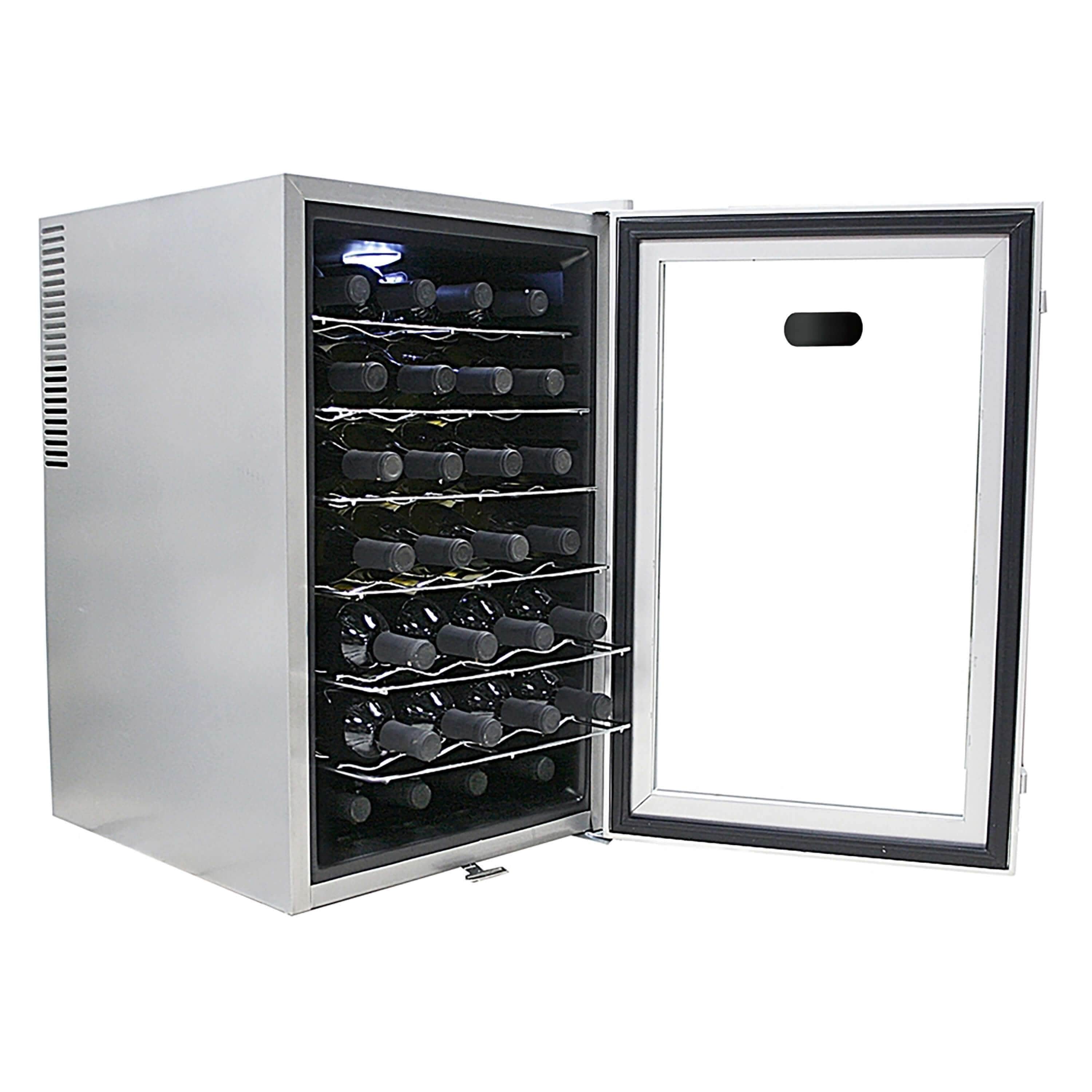 Whynter SNO 28 Bottles Wine Cooler - Platinum with lock  WC-28S Wine Coolers WC-28S Luxury Appliances Direct