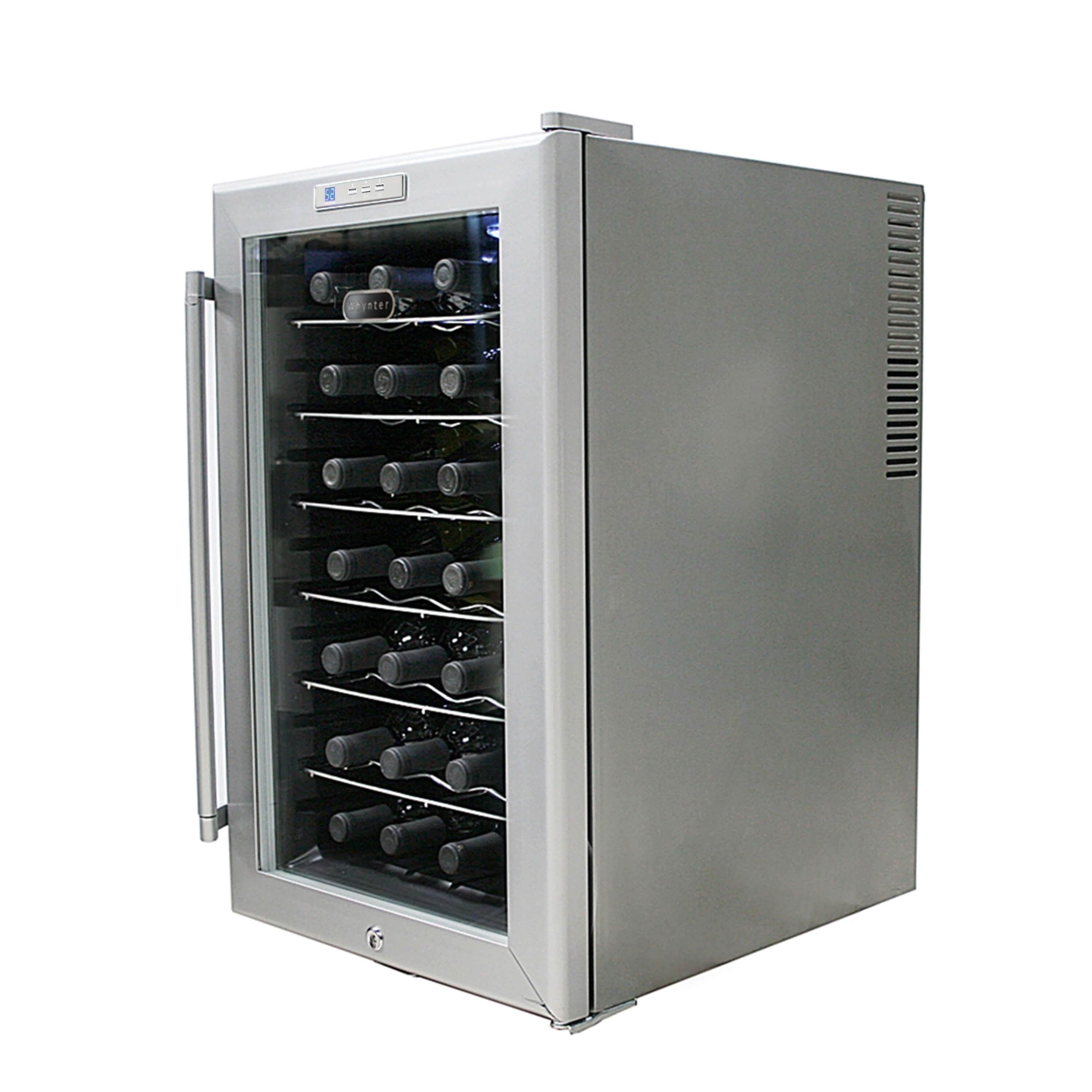 Whynter SNO 28 Bottles Wine Cooler - Platinum with lock  WC-28S Wine Coolers WC-28S Luxury Appliances Direct